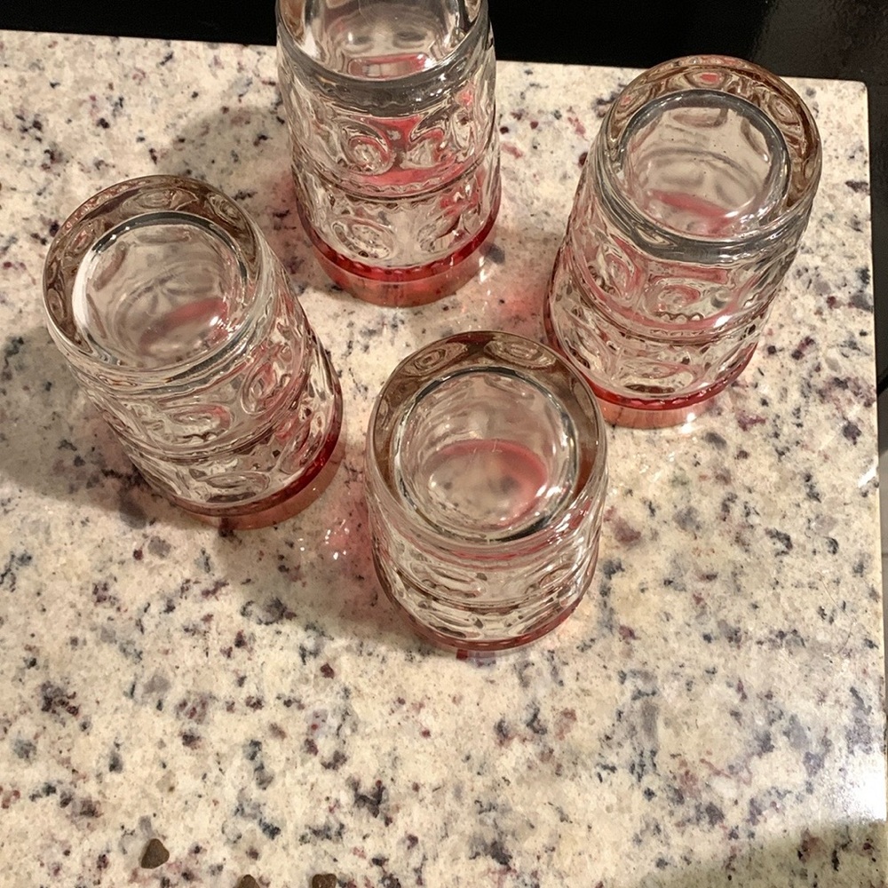 Vintage Tiffin Ruby Red Flash Kings Crown Glass Water Tumblers Set of 4 RARE - Picture 3 of 5
